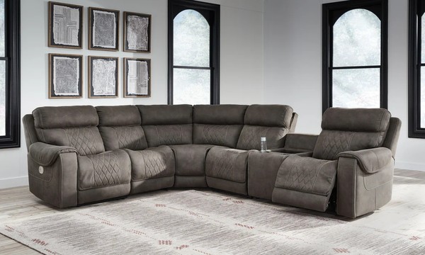 6PC PWR RECL SECTIONAL-HOOPSTER GUNMETAL