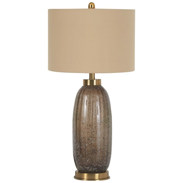 1 PAIR GLASS TABLE LAMPS- AARONBY/TAUPE