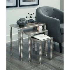 3PC ACCENT TABLE SET-SILVER