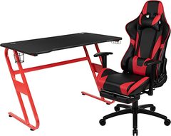 GAMING DESK & CHAIR-RED/BLK
